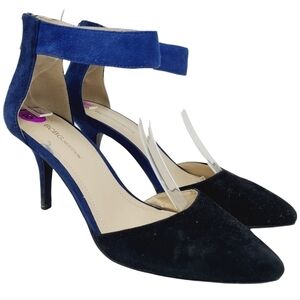 BCBG | Women's Malabo Blue Colorblock Suede Heels (Size 8.5)